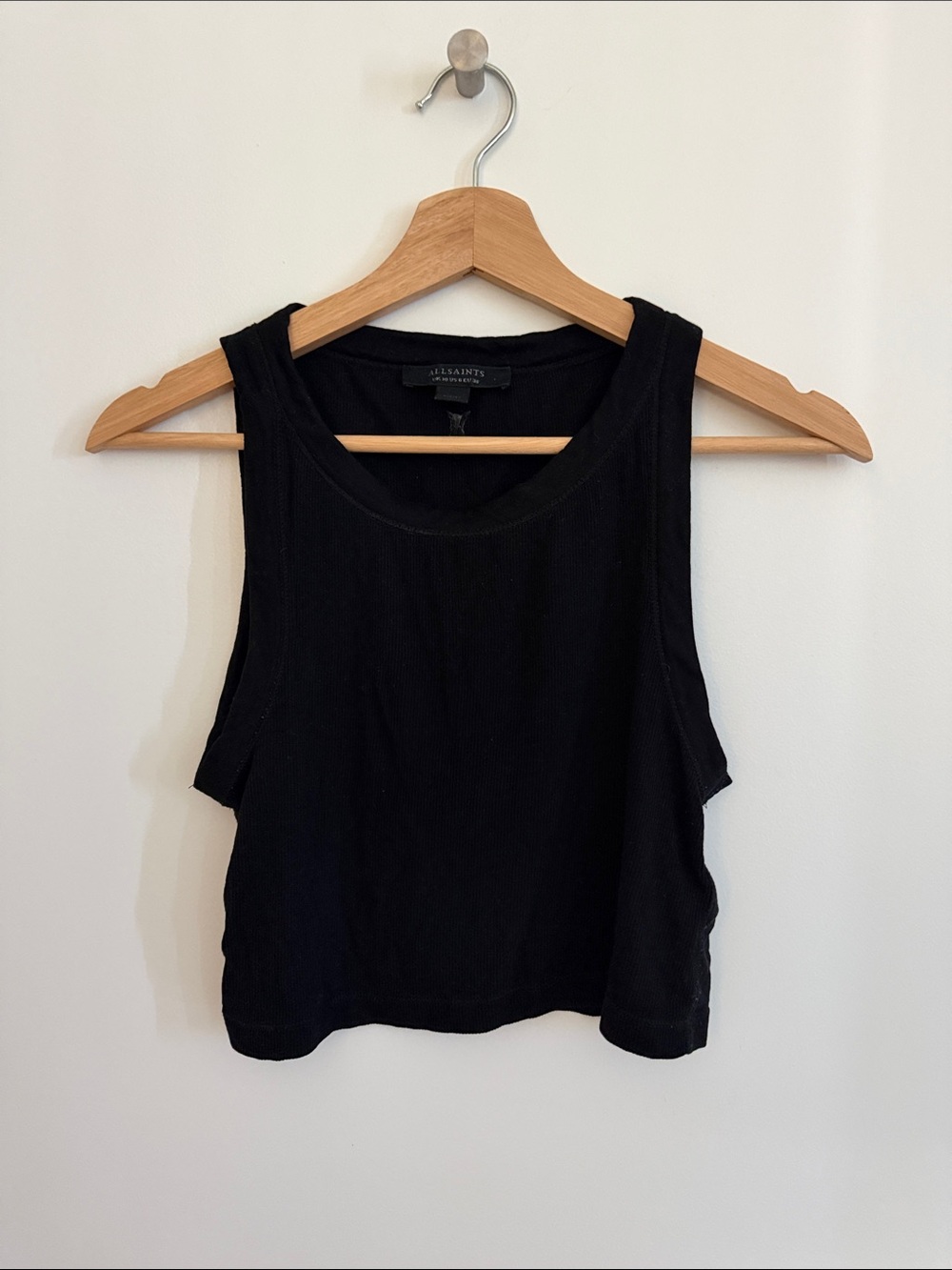 All Saints Black Ribbed Cropped Tank Size US 6